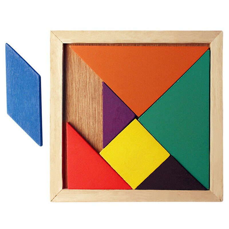Tangram-rompecabezas de madera de 7 piezas para niños, rompecabezas cuadrado colorido, juego de inteligencia rompecabezas, juguetes educativos inteligentes