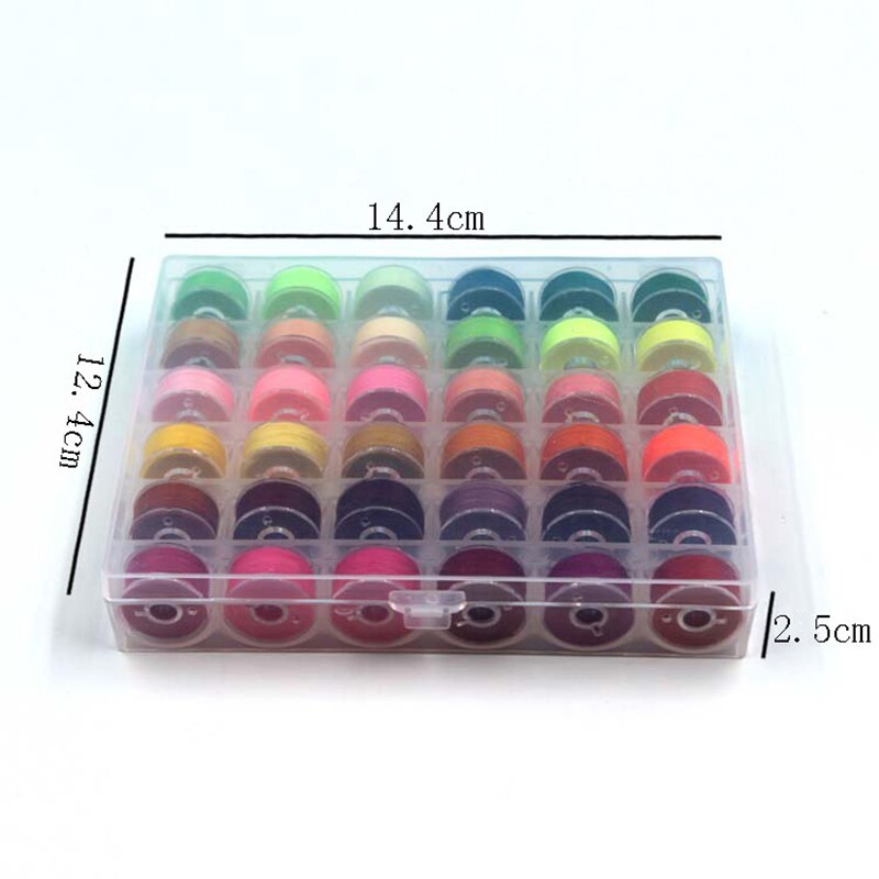 Transparent bobbin box with thread 36 cells bobbin 36 color high sewing thread boxed bobbin