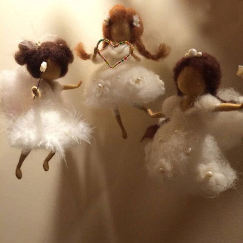 Jiwuo Cute Little Fairy Wool Felt Craft DIY Non Finished Poked Set Handcraft Kit for Needle Material With Instructions