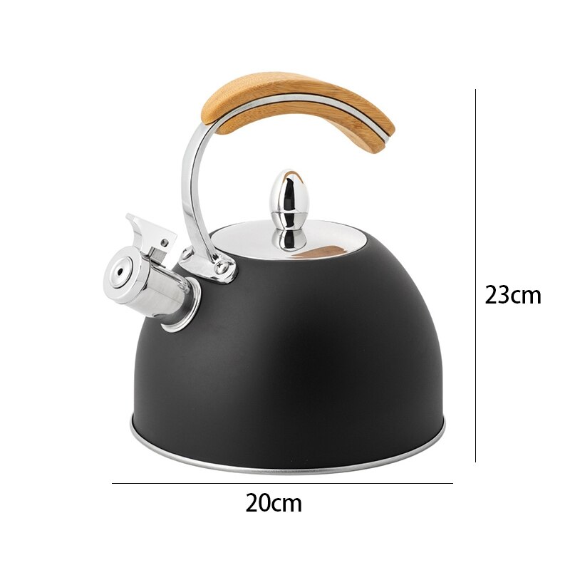 3L Rvs Waterkoker Voor Kachel Top, Whistling Theepot Met Houten Cool Anti-Hete Handvat