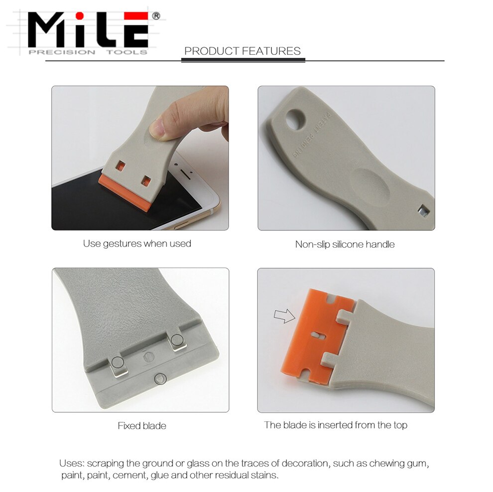 MILE Window Ceramic Glass Oven Razor Scraper 1.5" Blade Plastic Handle Automotive Film Sticker Tool Cleaning Knife 20PCS Blade
