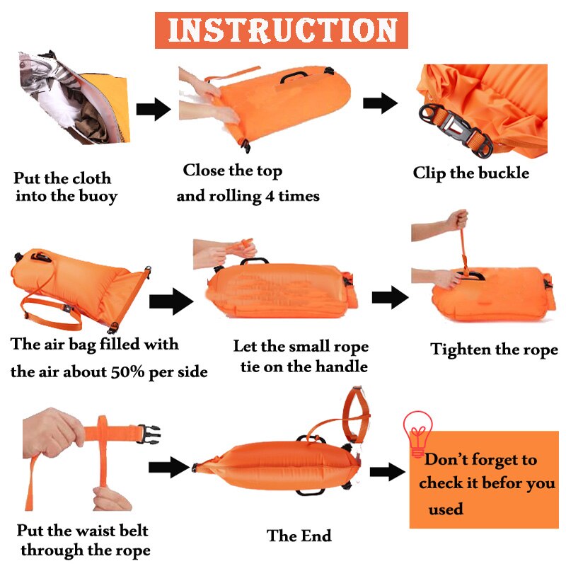 20/28L Swimming Bag Inflatable Swimming Buoy Life Bag Tow Floating Dry Bag Swimming Diving Safety Signal Air Bag Inflate Ring