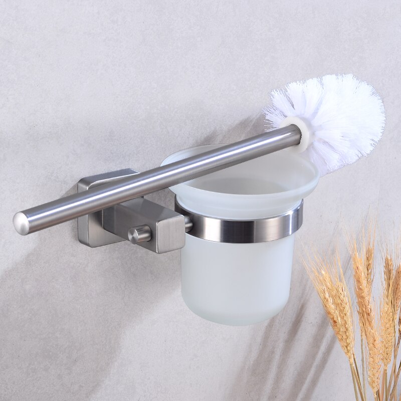 Wc Borstelhouder Rvs Afneembare Wc Borstel Houder Set Glas Cup Wall Mounted Bad Schoonmaken Tool Borstel Houder