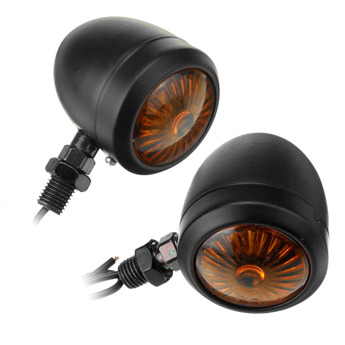 2/4 PCS Motorcycle Turn Signals Indicator Universal 12V Retro Motorbike Signal Lights Metal Blinkers Black Chrome