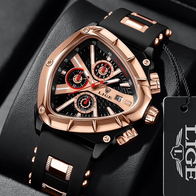 Reloj LIGE Original de lujo para hombre, relojes de pulsera deportivos impermeables de cuarzo para hombre, relojes de pulsera de negocios con esfera grande, reloj Masculino + caja