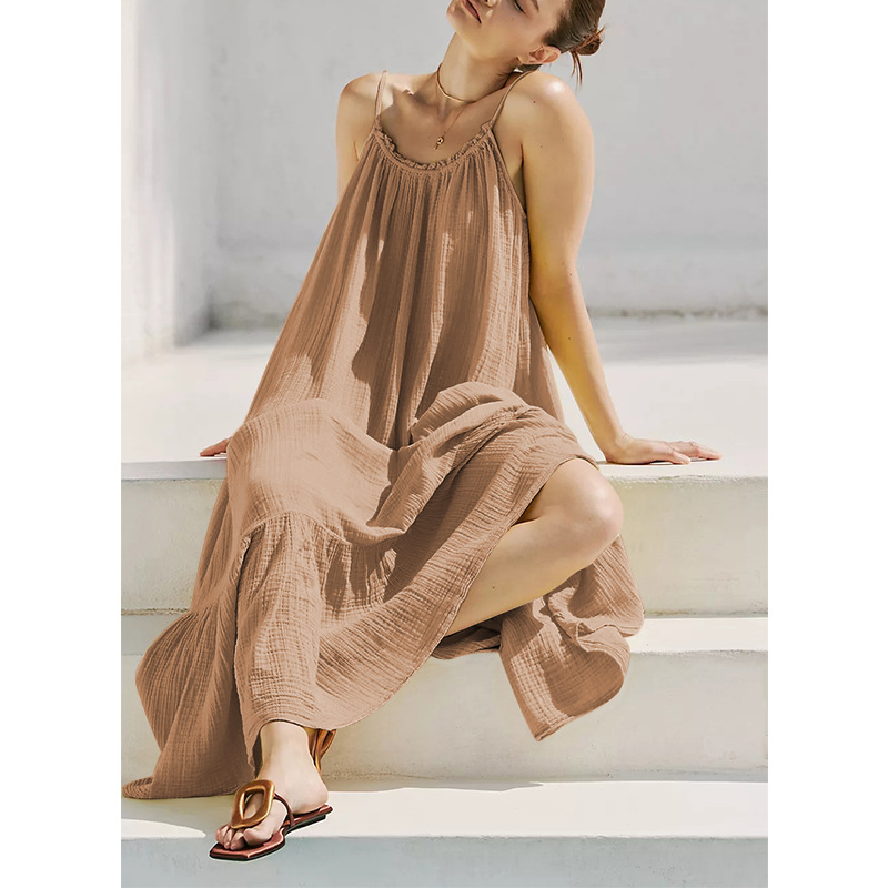 Elagant Strand Bobo Kleid Damen bekleidung lässig 100% Baumwolle retro max kleider A-Linie ärmellose Sommer Sommerkleid Hoilday Reisen