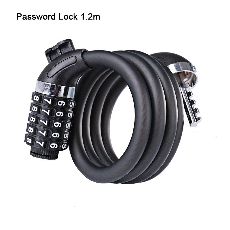 Bike Lock 1.2m 1.8m Road Mountain Bicycle Black Folding Cable Locks cycle lucchetto bici antivol velo MTB Key Code Bicycle Lock: Password lock 1.2m
