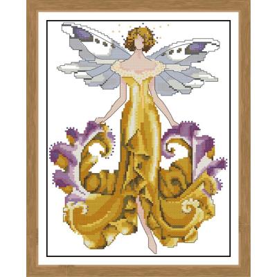 Kreuz Stich Schöne Mädchen Muster Blumen Elf Schmetterling Engel Kreuz Stich Kit 14CT Druck Stickerei DIY Manuelle Hand: Burgund / 11CT  Printed