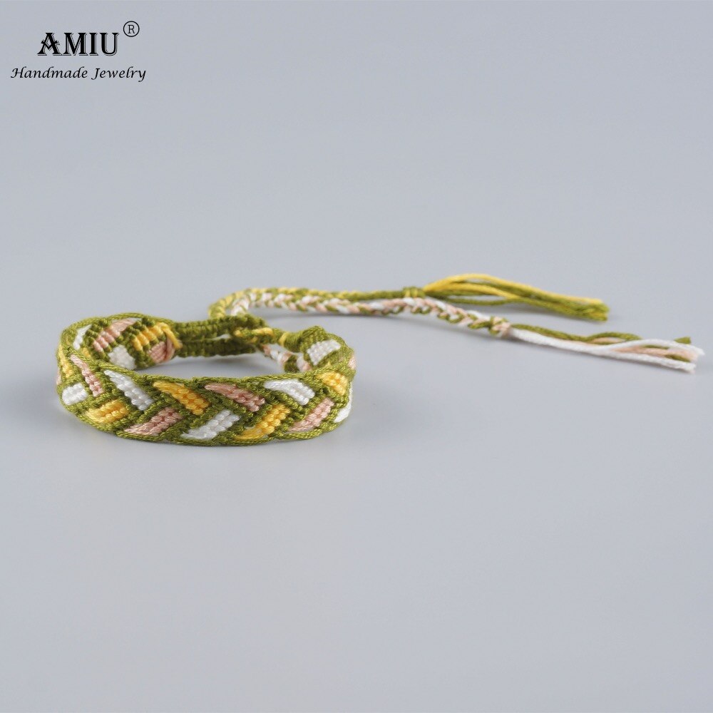 AMIU-Pulseras de la amistad de colores, brazalete de algodón tejido hecho a mano, pulsera de macramé, tobillera de estilo bohemio
