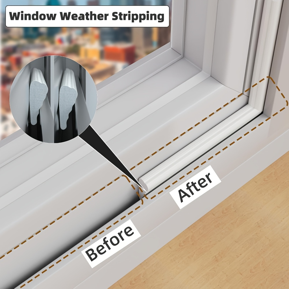 3M Window Door Weather Seal Strip–Adhesive Acoustic Foam Wedge Windproof&Soundproof Gap Filler for Doors Windows Insulation