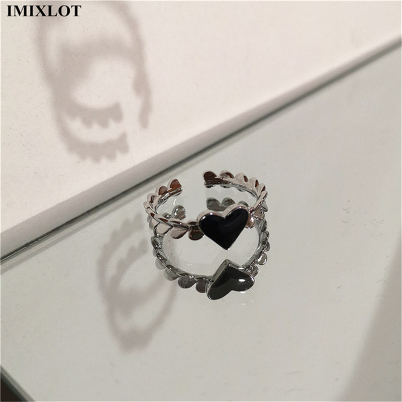 Kpop gotisch Ästhetische Metall Dornen Liebe Herz Punk Offenen Ring Für Frauen Mädchen Jahrgang-Schmuck Y2K EMO Grunge Zubehör