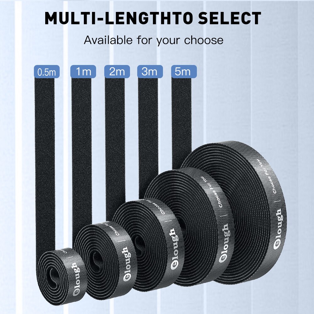Elough Velcro Cable Organizer Self Adhesive Fastener Tape USB Cable Winder nylon Reusable Strong Hooks Loops Cable Tie Magic Tap