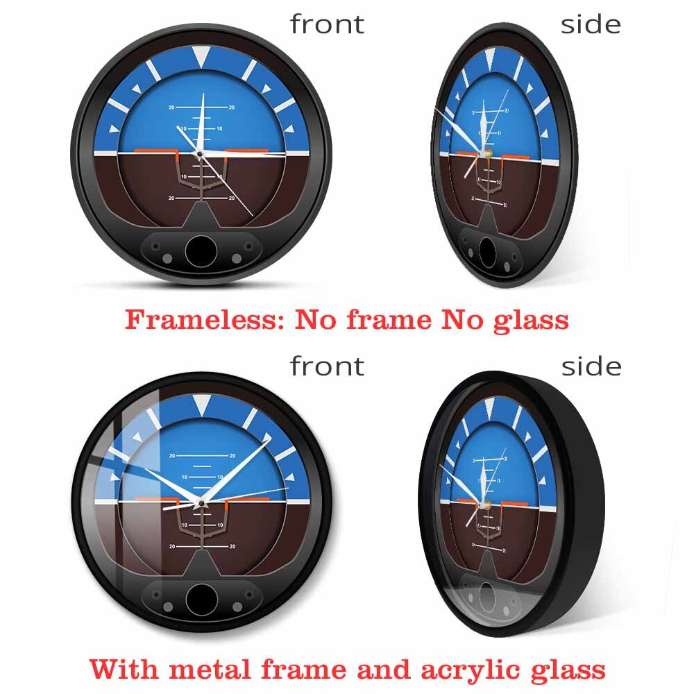 Aircraft Attitude Indicator Silent Non Ticking Wall Clock Flight Instrument Home Décor Wall Watch Pilots Art Décor Modern Clock