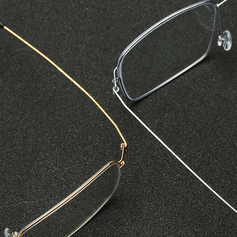 Dänemark Schraubenlose Brille Rahmen Männer Schmale Quadratische Luft Titan Ultraleicht Business Dünne Rand Brillen Korea Brillen