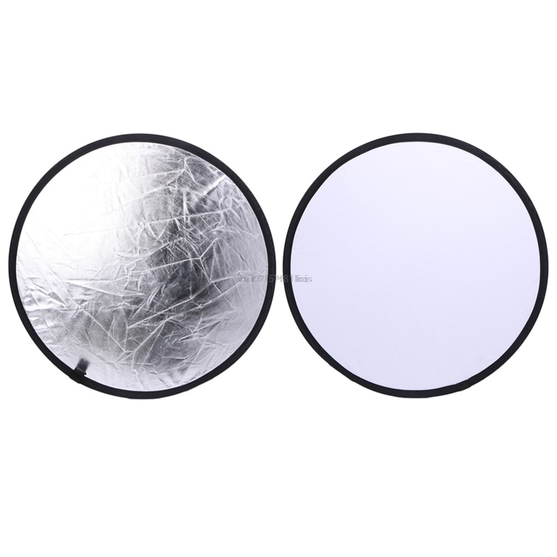 2 in 1 55-60cm Light Mulit Inklapbare Disc Fotografie Reflector Zilver/Wit