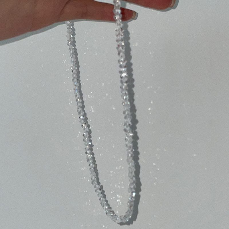 Gargantilla de cuentas irregulares de cristal de corte múltiple coreano para mujer, Collar de hueso Vintage transparente, joyería de cuello de