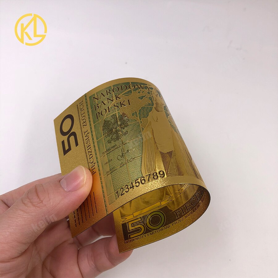 10Stck 50 PLN ZLOTY Polen Gold Farbe Banknote PAPST JOHANNES paul II Für sammlung 999 Gold für Souvenir sammlung