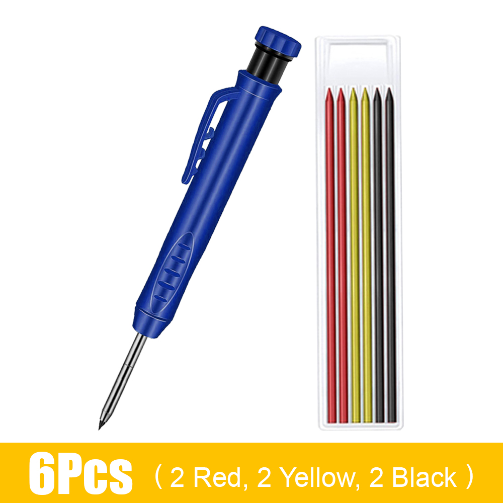 Solidny stolarz ołówek robić obróbki drewna znakowanie narzędzia robić prac budowlanych rysowanie Scriber z wbudowaną ostrzałką: 6 szt zestaw C