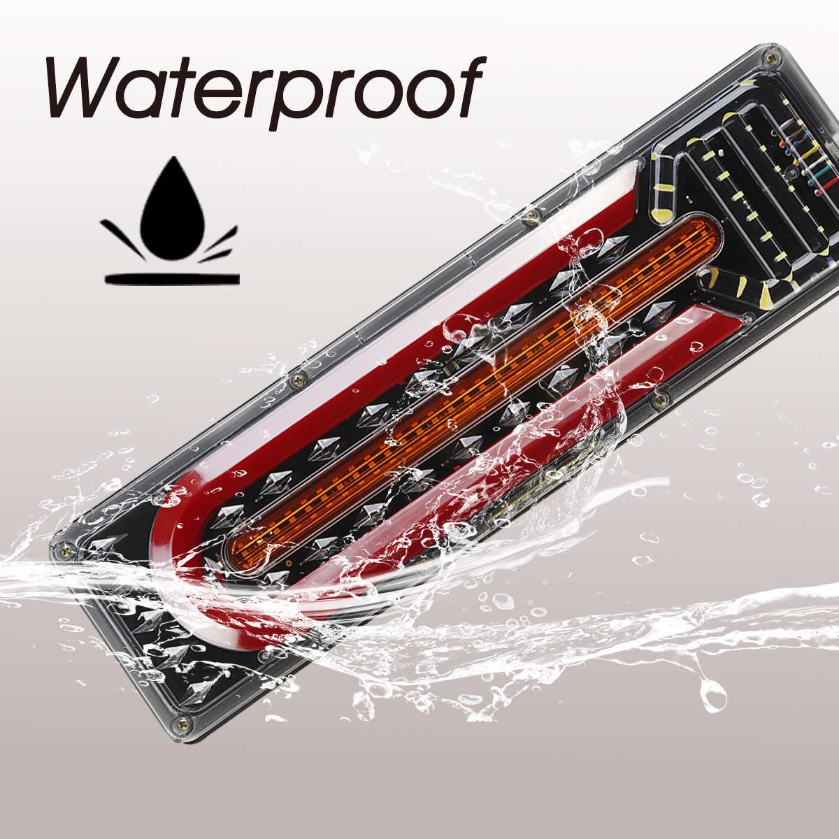 2Pcs 41cm 24V LED Truck Tail Light Trailer Warning Lights Stop Brake Light Rear Reverse Turn Signal Indicator Lorry Bus Caravan