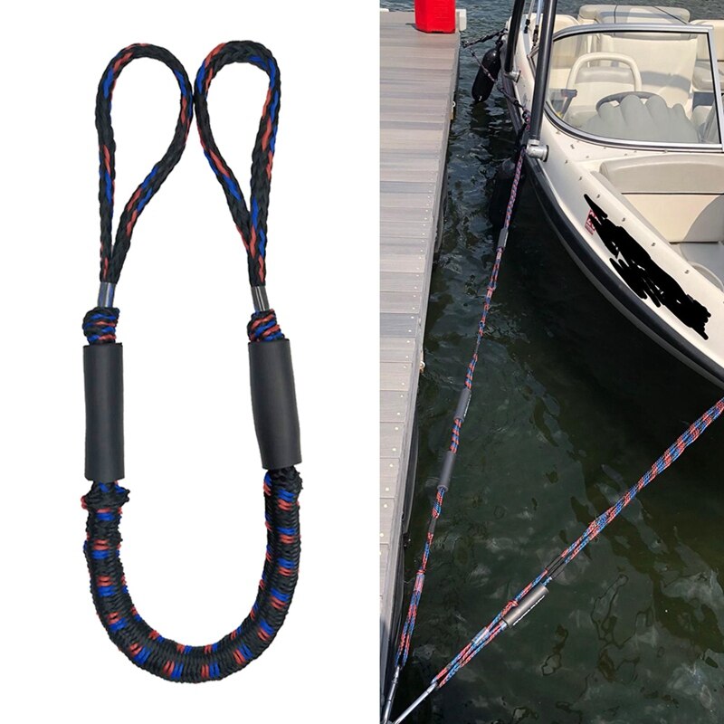 2Pcs Elastic Wharf Rope Dinghy Marine Boat Bungee Dock Line Mooring Rope