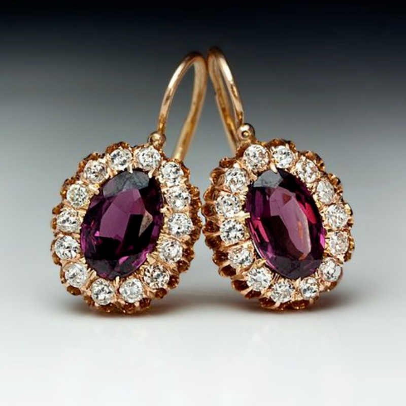 Elegante Gold Farbe Intarsien rot Zirkon Steine Ohrringe für Frauen modisch Braut Engagement Hochzeit Baumeln Ohrringe Schmuck: Ursprünglich Titel
