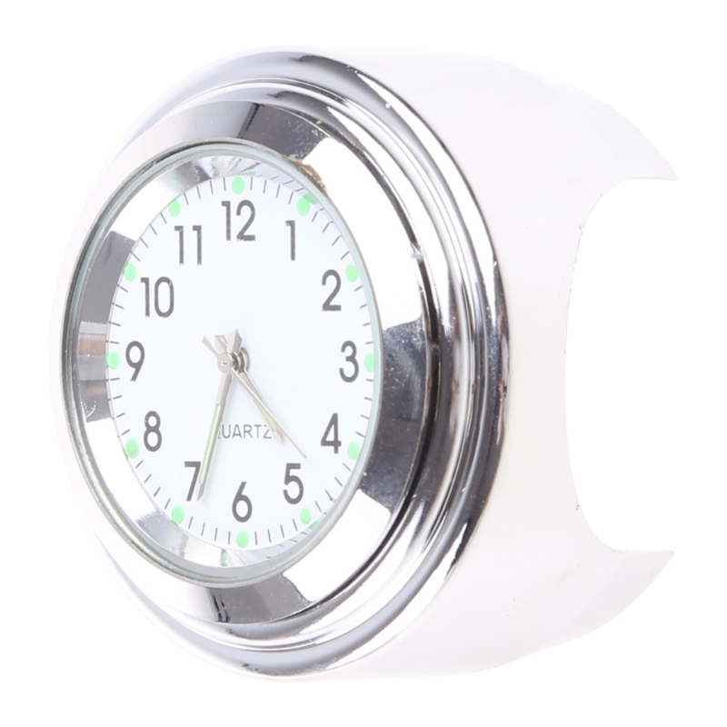 Waterdichte Motorfiets Fiets Stuur Mount Klok Horloge Aluminium Wijzerplaat Klok: WHITE