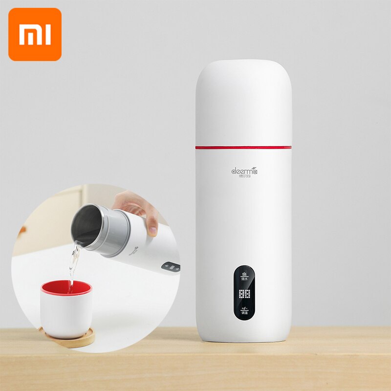 Hervidor eléctrico Xiaomi Deerma, taza de agua portátil, taza de calentamiento de agua de 350ml para viajes en casa, pantalla de temperatura, toque inteligente