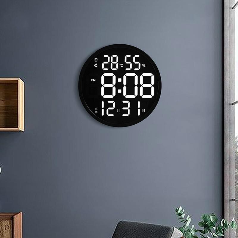 LED Wanduhr Leucht Großen Uhr stumm Digitale Temperatur und Feuchtigkeit Elektronische Uhr Wohnzimmer Dekoration