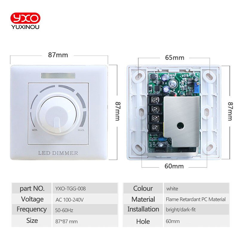Ac cob led grow chip tyristor dimmer 200w infraröd fjärrdimmer switch bakkant fas förarlös led down light dimmer