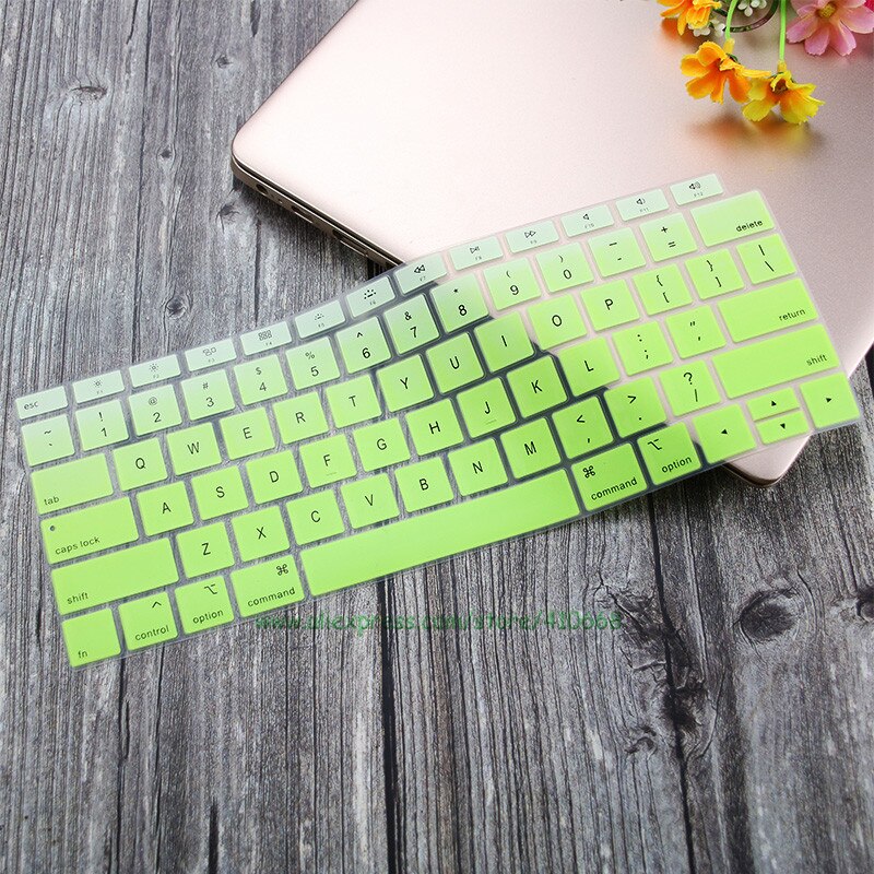 Silicone Waterproof Dust-Proof Keyboard Cover Protective Skin For MacBook Air 13 inch Release A1932 Touch ID US Layout: Gradient green