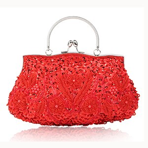 XIYUAN Brand2018 Evening Bag Women Lady Beaded Clutches Best Female Bulk Evening Bags With 12 Colors: Red