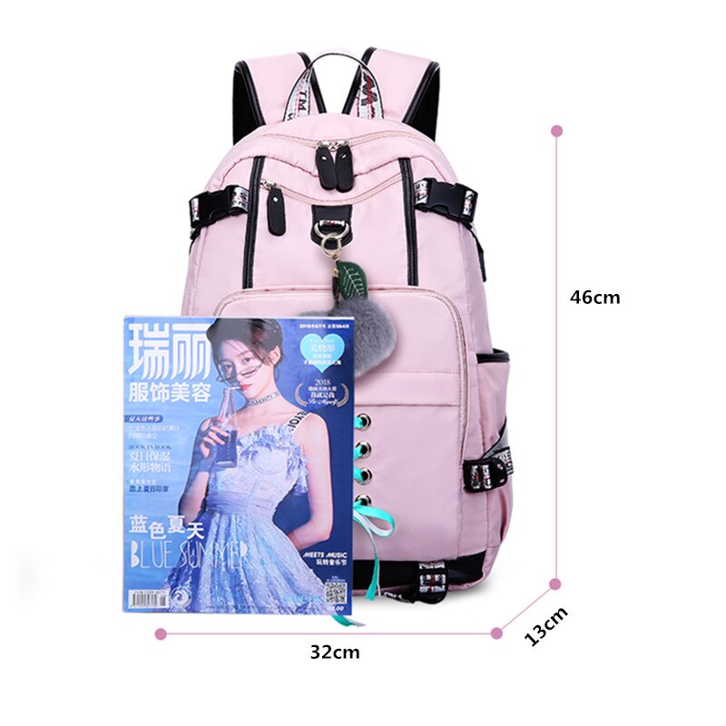 Fengdong koreansk stil rygsæk til teenage pige sort hvid studerende piger rygsæk skoletaske sød bogtaske