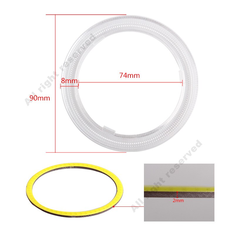 2pcs Angel Eyes COB LED 6000K Car Fog Lights 60mm 70mm 80mm 90mm 100mm 110mm 120mm Daytime Running Light DRL Halo Ring Auto 12V
