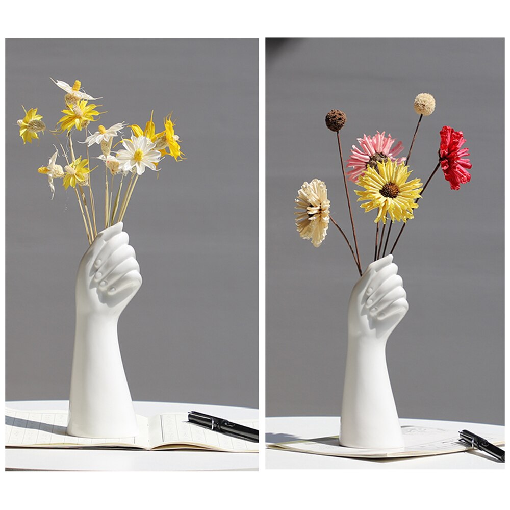 Hand Vase Flowers Ceramics Holder Modern Home Office Decor Floral Composition livingroom Ornament Vase Decoration