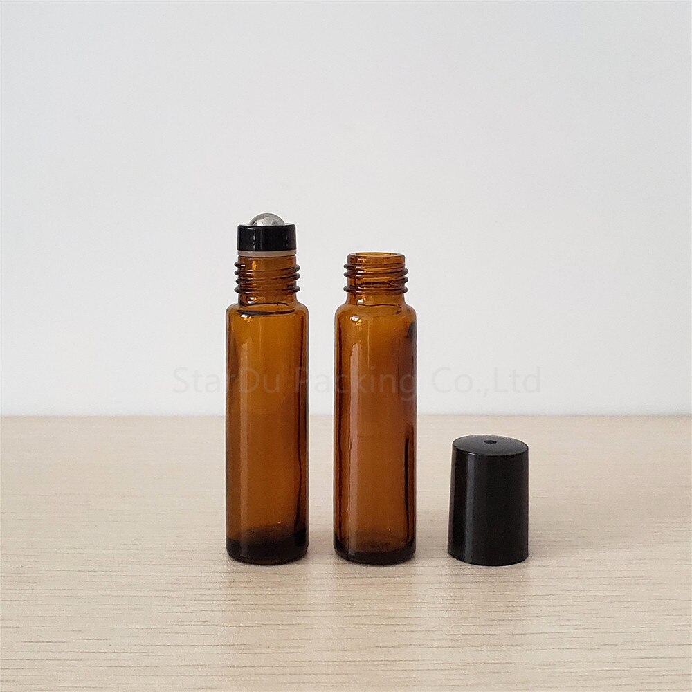 10pcs/30pcs 10ml Amber Roll On Perfume Bottle, 10cc Amber Essential Oil Rollon Bottle, Small Glass Roller Container