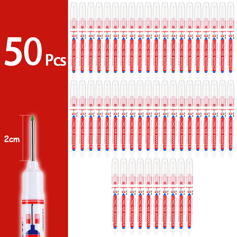 Rotuladores de cabeza larga impermeables de 2cm, rotulador de Agujero profundo para herramientas de carpintería de carpintero de Metal, Blanco/rojo/negro/azul/verde, 5-100 Uds.