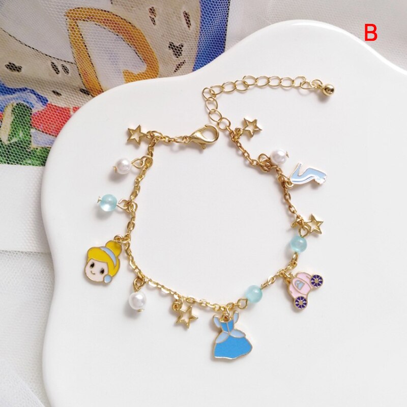 Vrouwen Cartoon Schattige Prinses Hanger Armbanden Handgemaakte Bangle Charm Jewelry: B