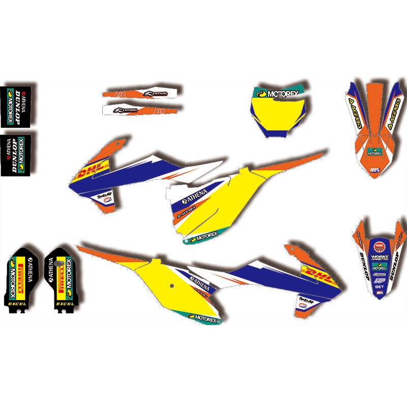 Motorcycle TEAM GRAPHICS & BACKGROUNDS DECALS For KTM SX85: Gold