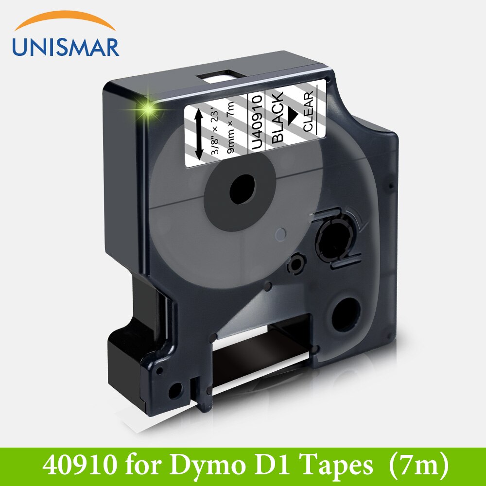 Unismar 9mm Label Tapes for Dymo D1 40913 40910 40917 40918 Label Manager 120P 210D 360D Label Writer 400 Label Maker 15 Color: Black on Clear