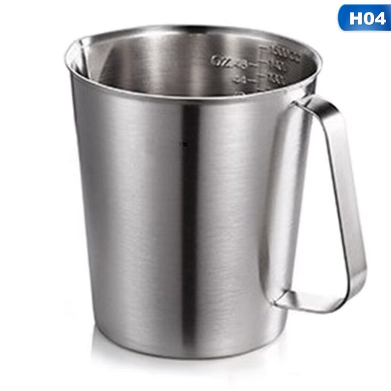 Stainless Steel Measuring Cup With Scale Milk Tea Mug Kitchen Baking Tea Large Capacity Measuring Cup: H04