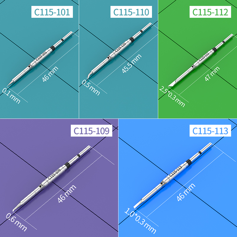 C115 Soldering Iron Tip C115-105/125/117/113/114/112/109/127/101/110/120/107 for JBC Soldering Station Precision Repair SMD PCB: Silver