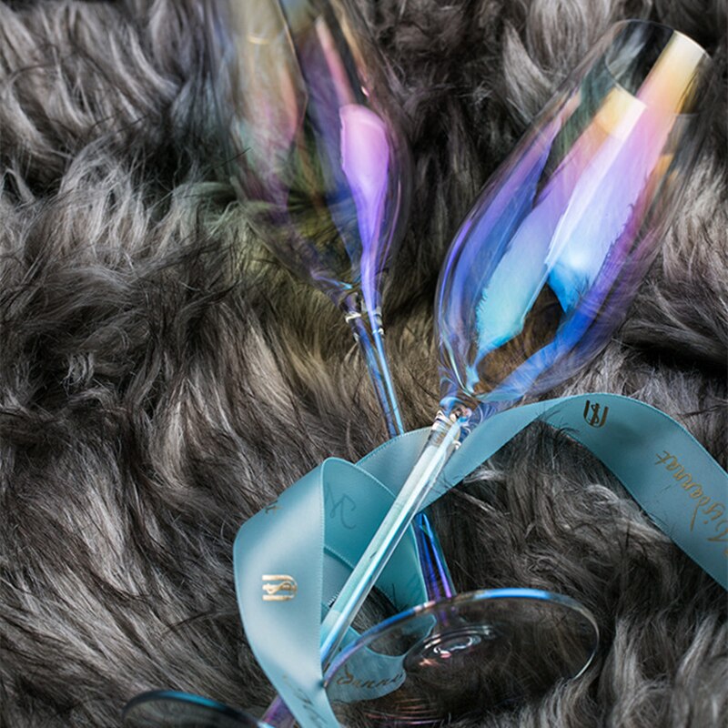 Rainbow Plating Goblet Wine Glass Crystal Cocktail Glasses Champagne Flute Brandy Glass Drinking Cup Stemless Egg Party Supplies