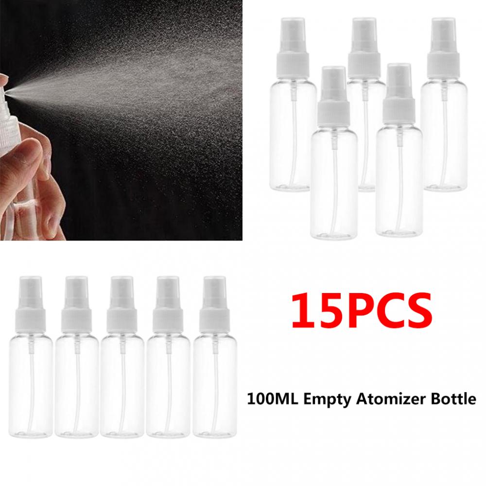 15x mini heldere sprayflesjes voor cosmetische parfums en verstuivers 100ml