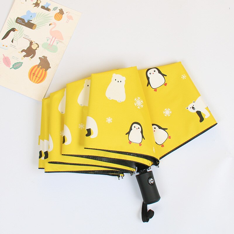 Paraguas automático para mujer, sombrilla plegable resistente a la lluvia, al viento y a los rayos UV con revestimiento negro, novedad: yellow