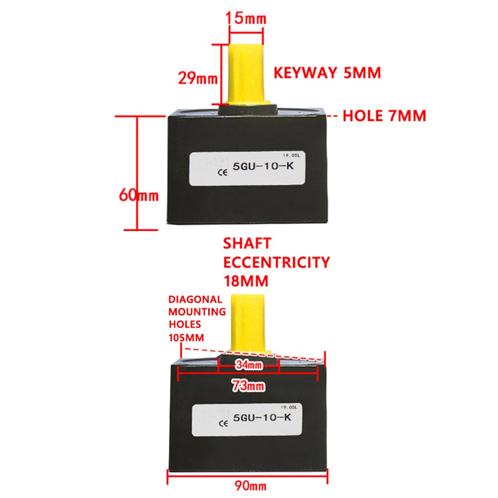 5GU Reduction Gear Box Ratio 1:3 450rpm to 1:500 2.7rpm Reduction Gearbox for 40W/60W AC Reversible Variable Speed Motor.