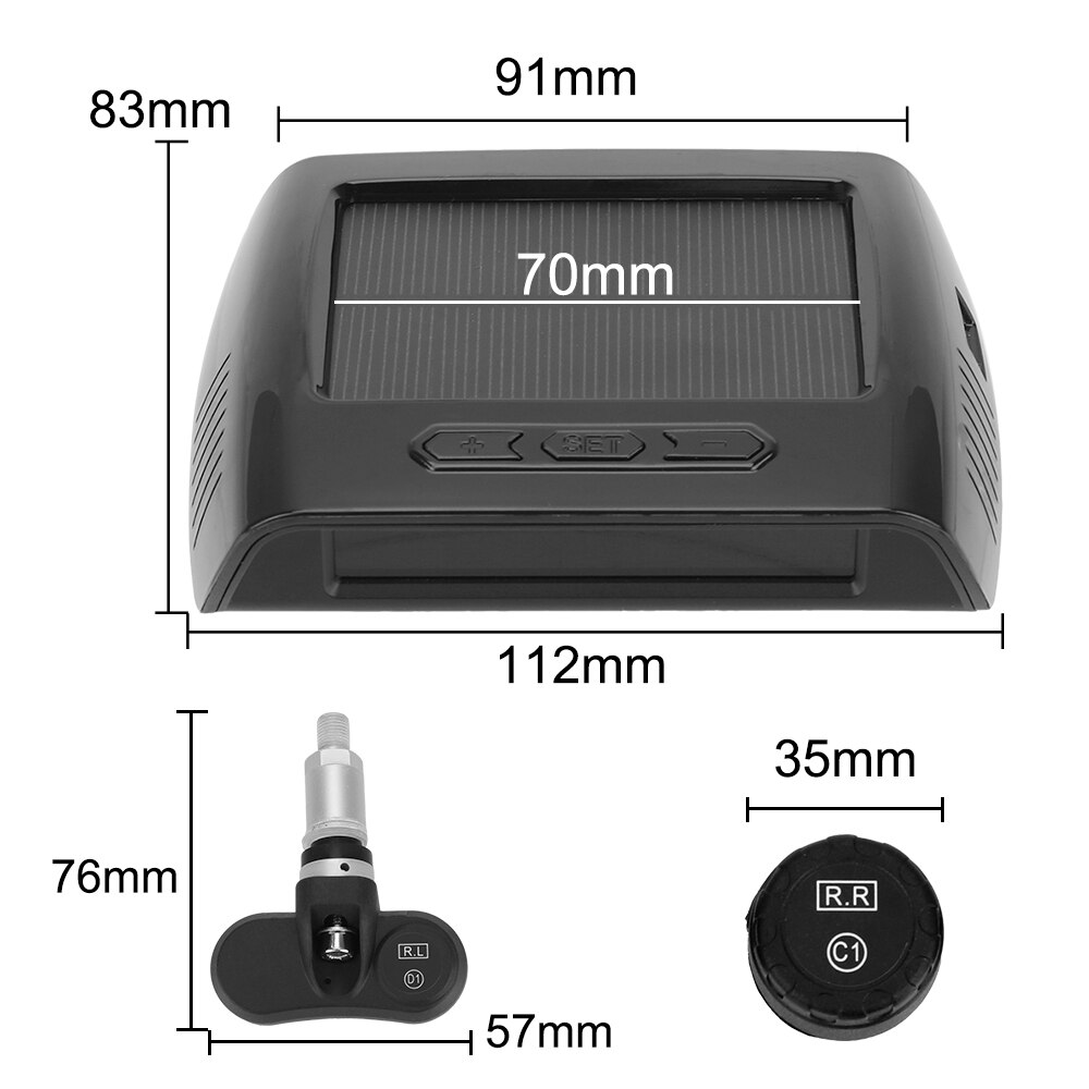 6Pcs 8 Bar Sensor Car Tire Pressure Monitoring for Truck Trailers RVs Campers USB Solar Charge TPMS System Tyre Pressure Sensors