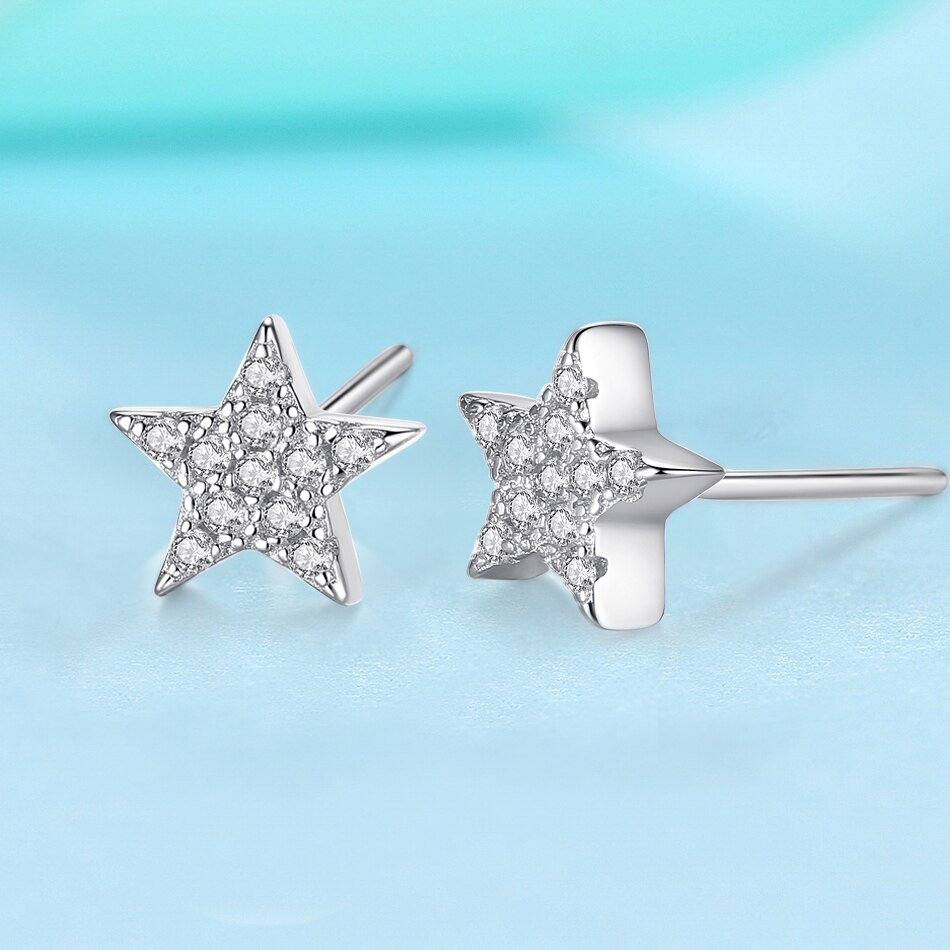 BELAWANG-pendientes de luna y estrella para mujer, de Plata de Ley 925, joyería Original de Navidad, , joyería