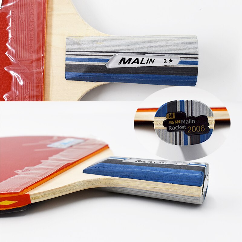 Malin Pure Wooden Table Tennis Racket Horizontal Grip and Straight Grip Novice Training Racket with Racket Bag
