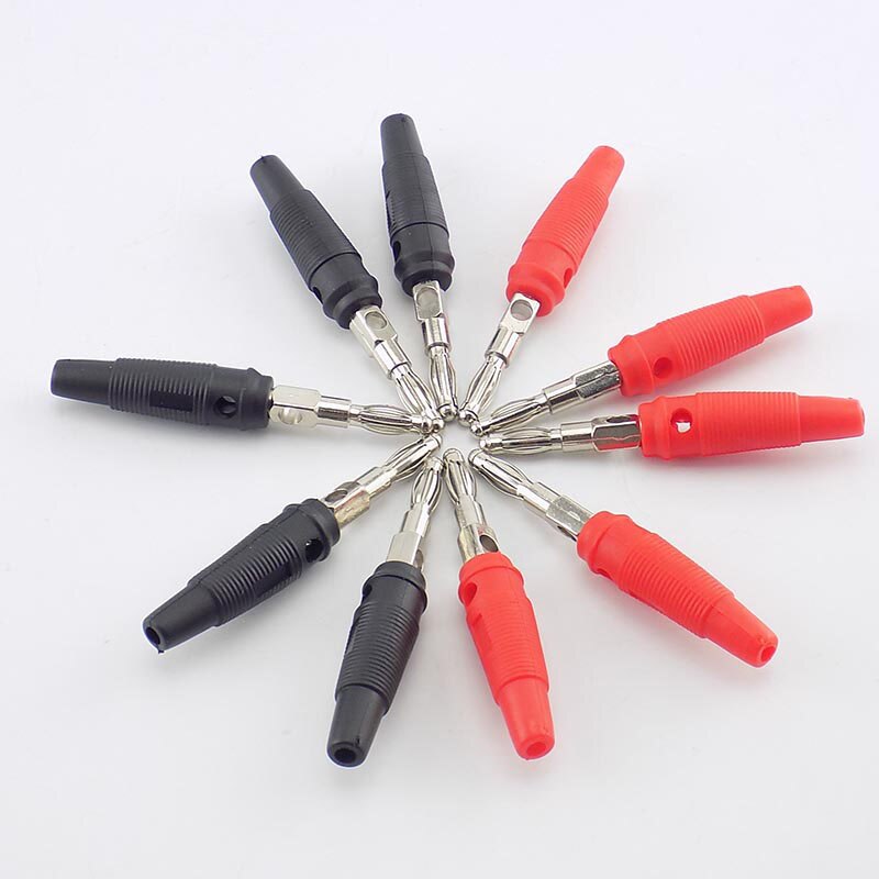 10Pcs/lot Red and Black 4mm Solderless Side Stackable Banana Plug Connector For Musical Speaker Video Audio DIY Connector U27