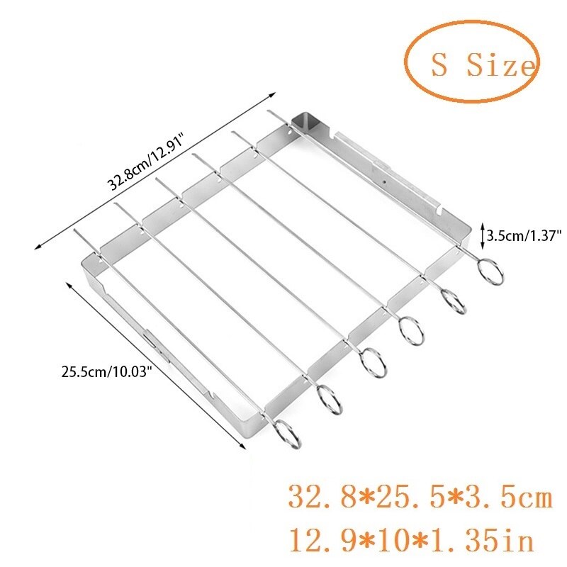 Support de brochettes de barbecue en acier inoxydable, pliable et Durable, avec 6 pièces: S size